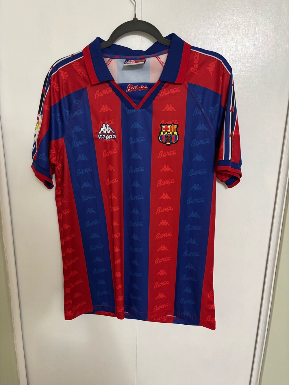 Kappa FC Barcelona Men’s Red & Blue Striped Soccer Jersey